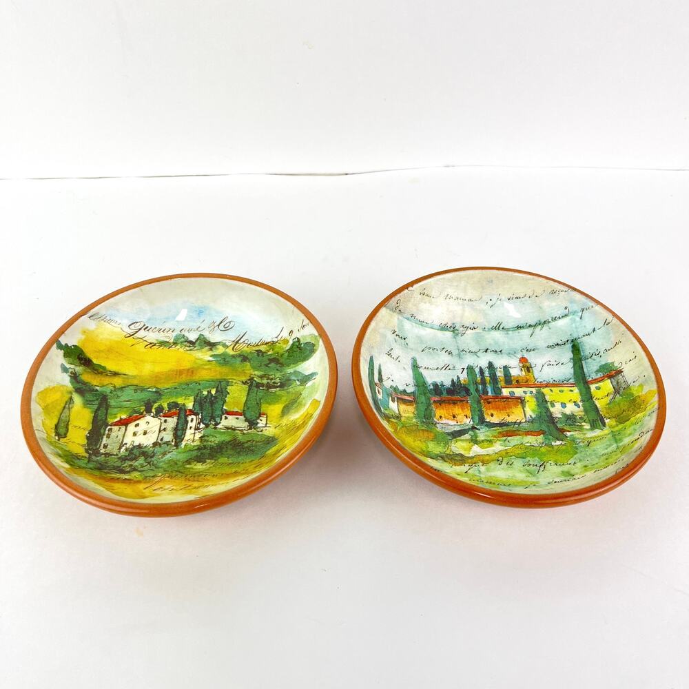 Pair of Williams Sonoma Dipping Bowls with Paysage By Marc Lacaze